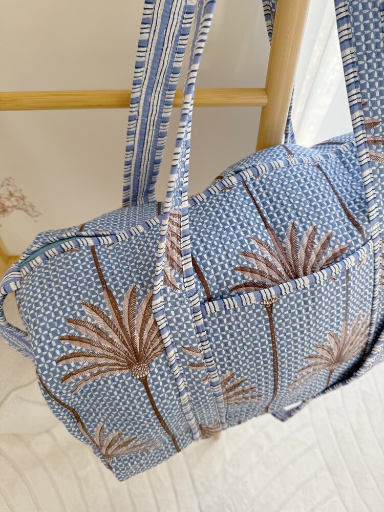 Yasmina Palm Tree Travel Bag / Blue