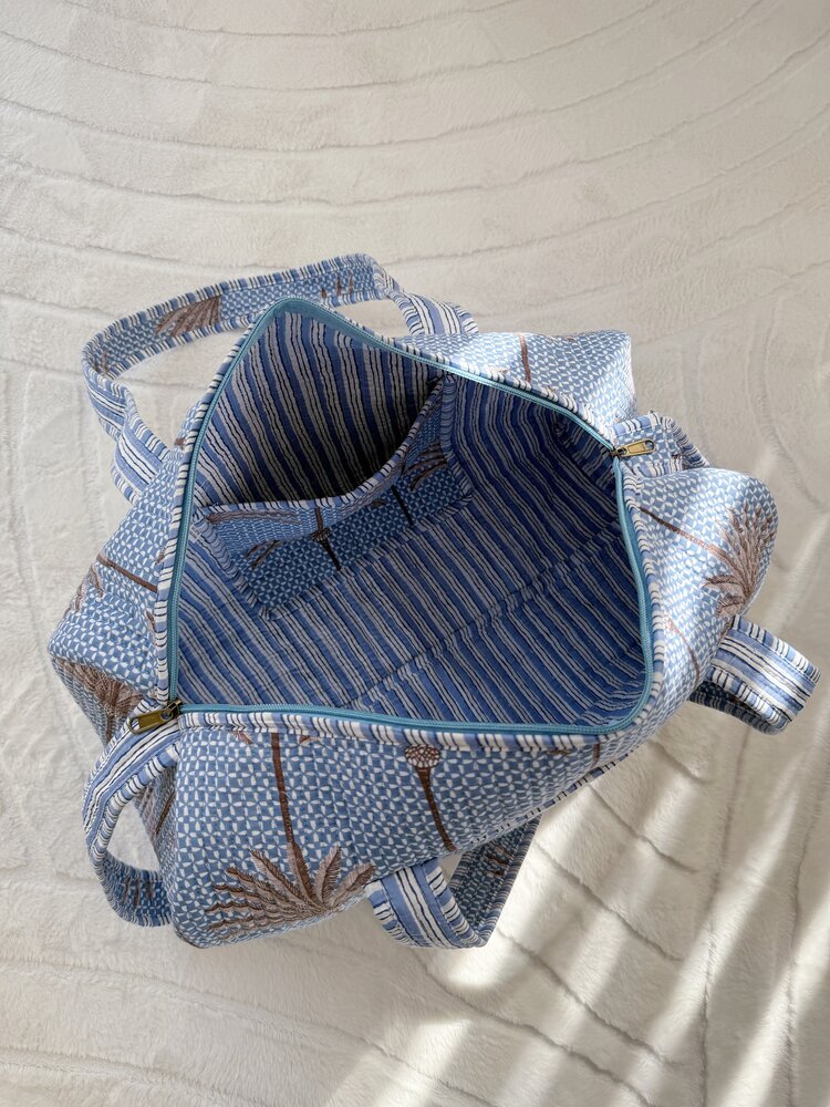 Yasmina Palm Tree Travel Bag / Blue