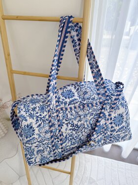 Yasmina Flower Travel Bag / Ocean Blue