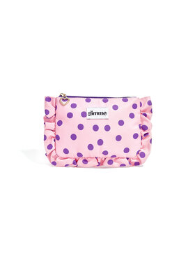 Mailey Polkadot Ruffle Pouch / Light Pink & Purple