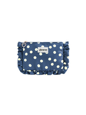 Mailey Polkadot Ruffle Pouch / Navy blue & White