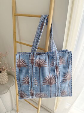 Macie Palm Tree Shopper Bag / Blue