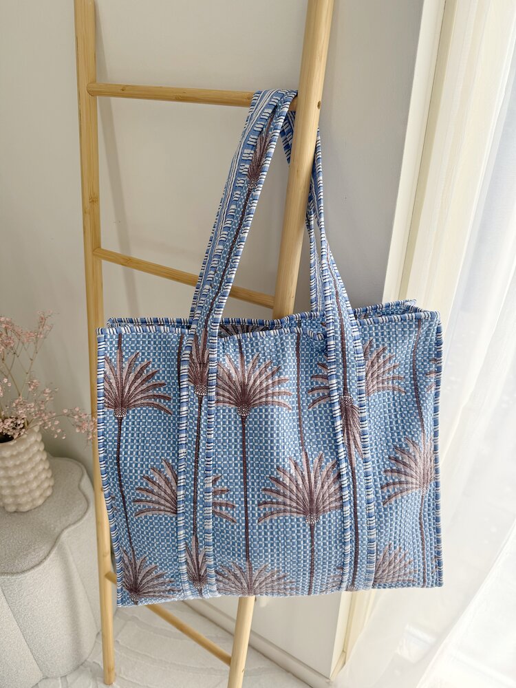 Macie Palm Tree Shopper Bag / Blue