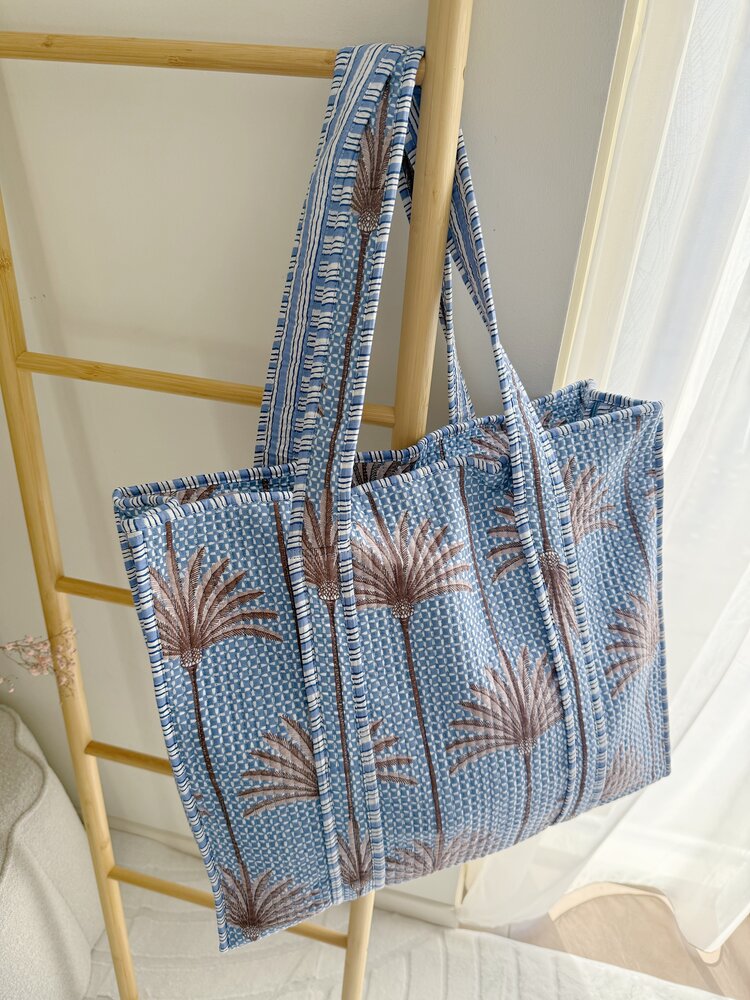 Macie Palm Tree Shopper Bag / Blue