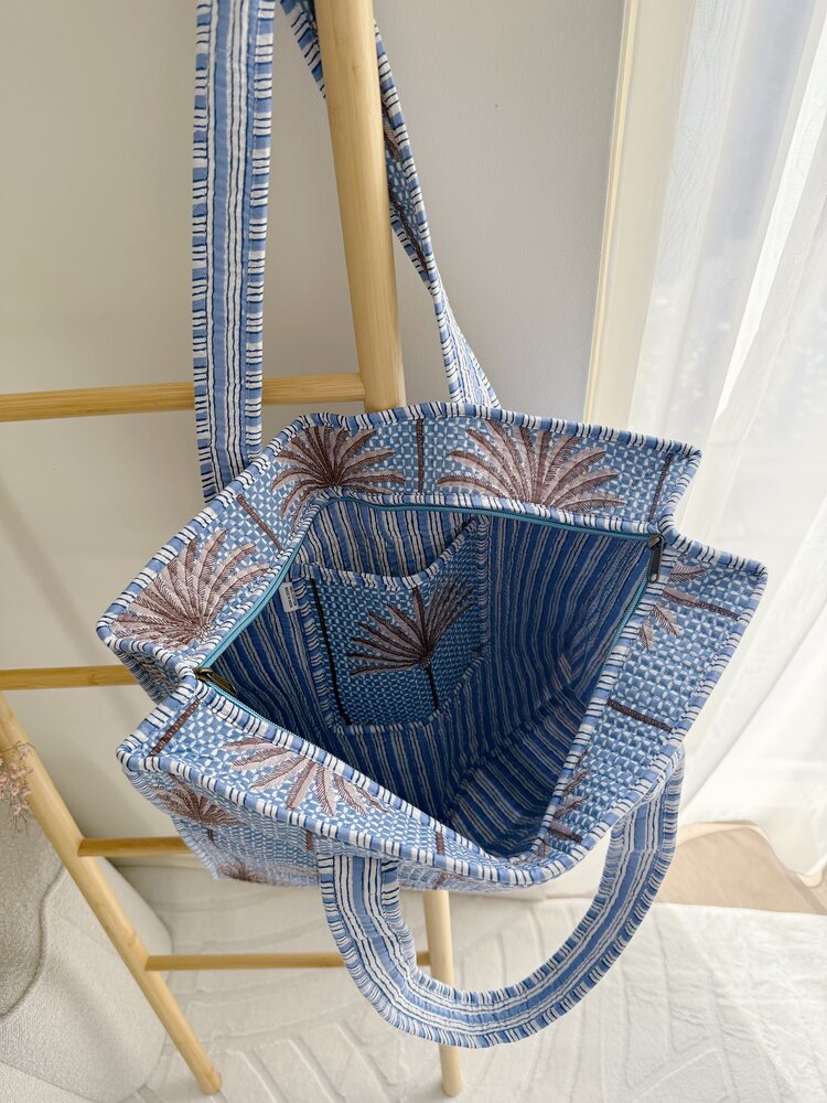 Macie Palm Tree Shopper Bag / Blue