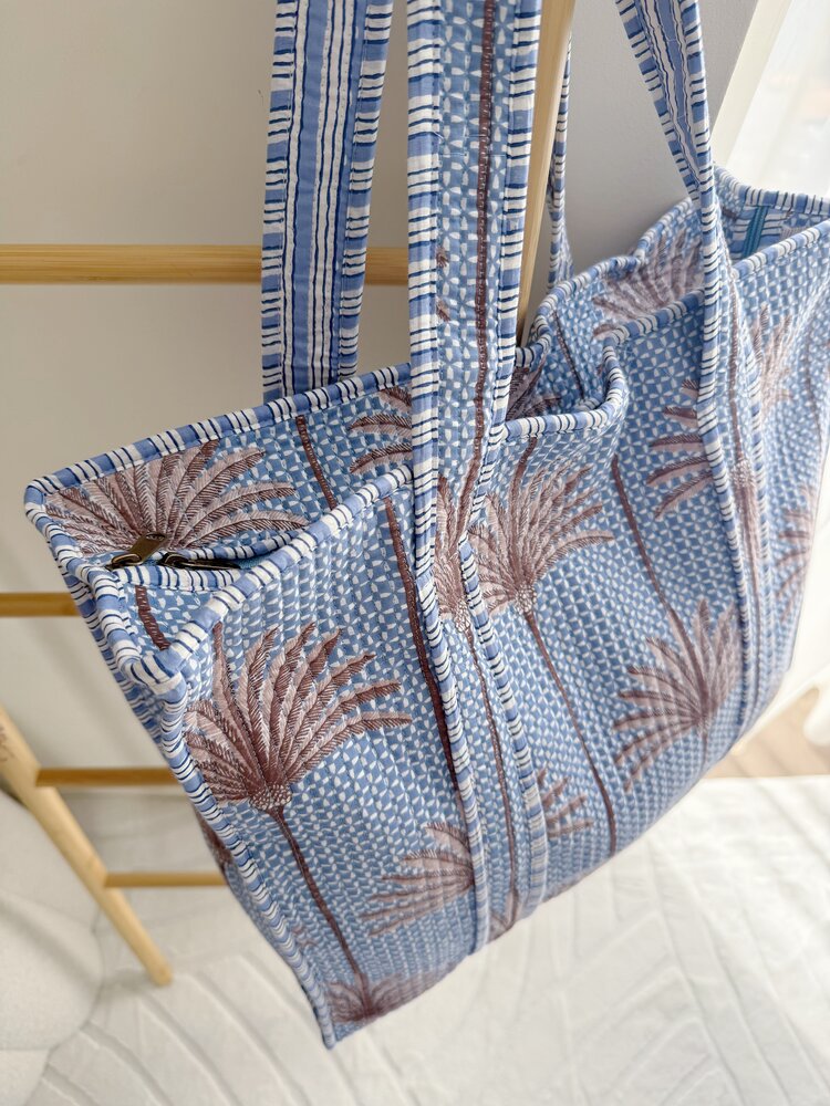 Macie Palm Tree Shopper Bag / Blue