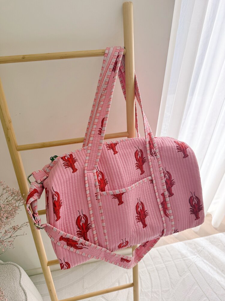 Yasmina Plain Lobster Travel Bag / Pink