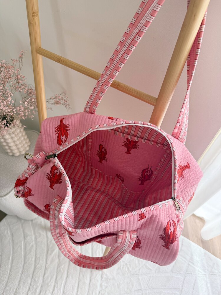 Yasmina Plain Lobster Travel Bag / Pink