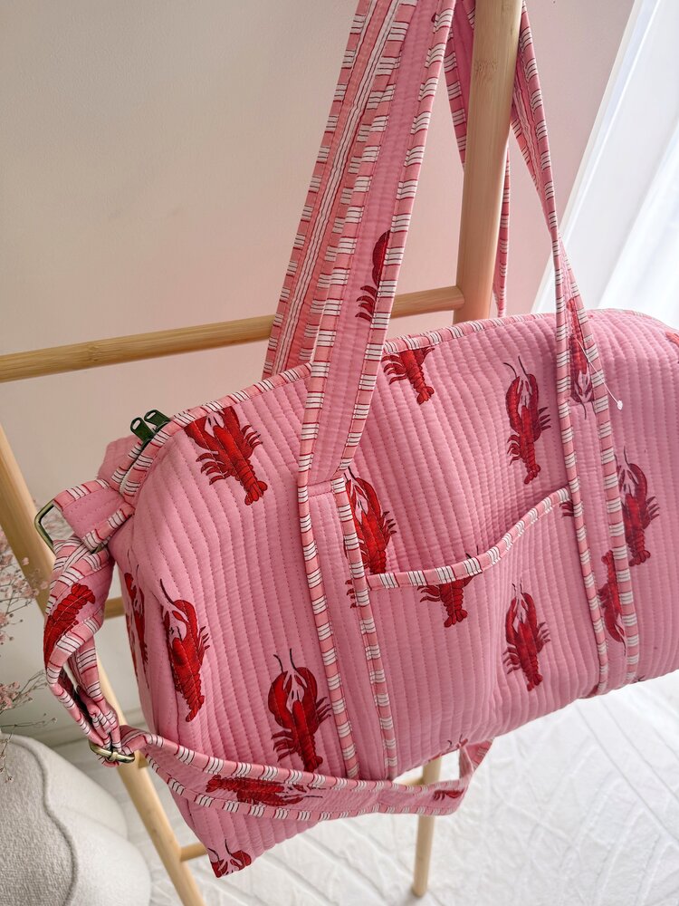 Yasmina Plain Lobster Travel Bag / Pink