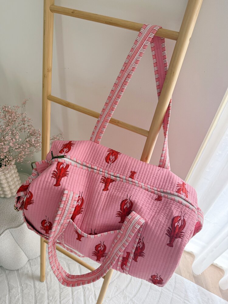 Yasmina Plain Lobster Travel Bag / Pink