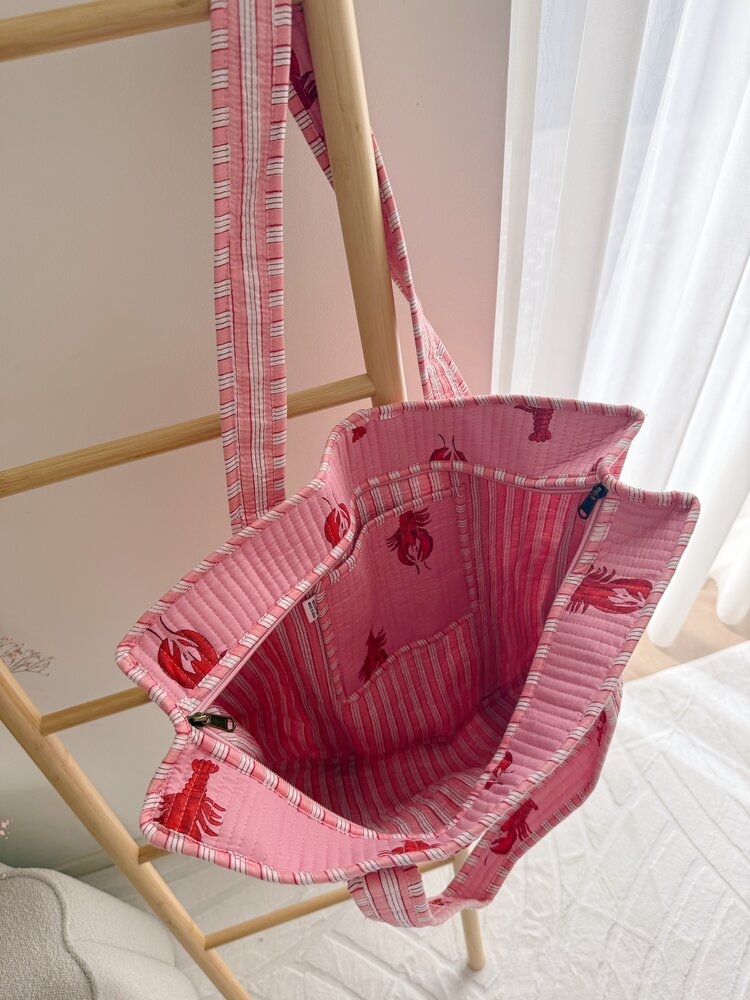 Macie Plain Lobster Shopper Bag / Pink