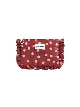 Mailey Polkadot Ruffle Pouch / Burgundy