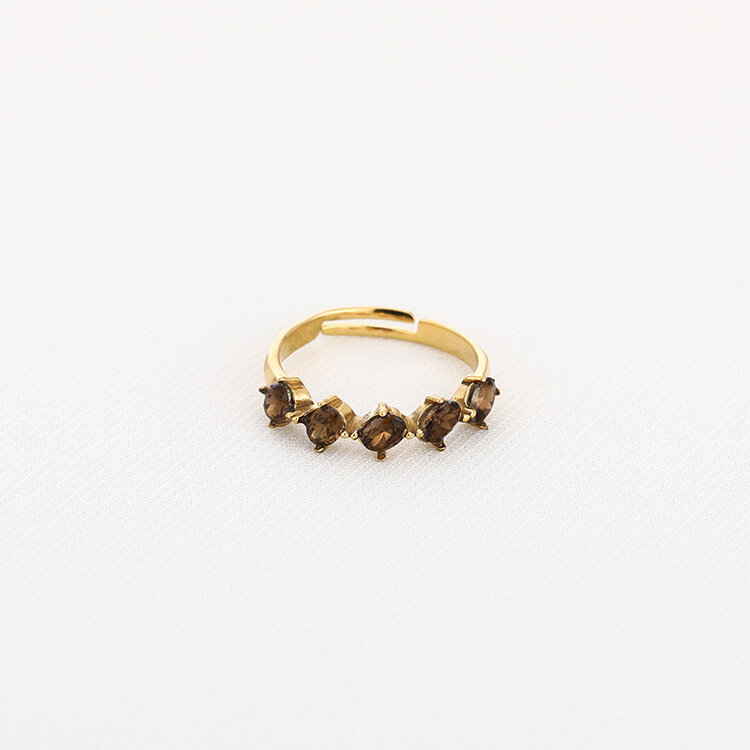 Gold Perfect Zirconia Ring / Brown