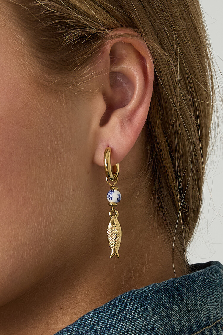 Gold Fish Flower Bead Earrings
