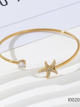 Zircon Sea Star Bangle Bracelet