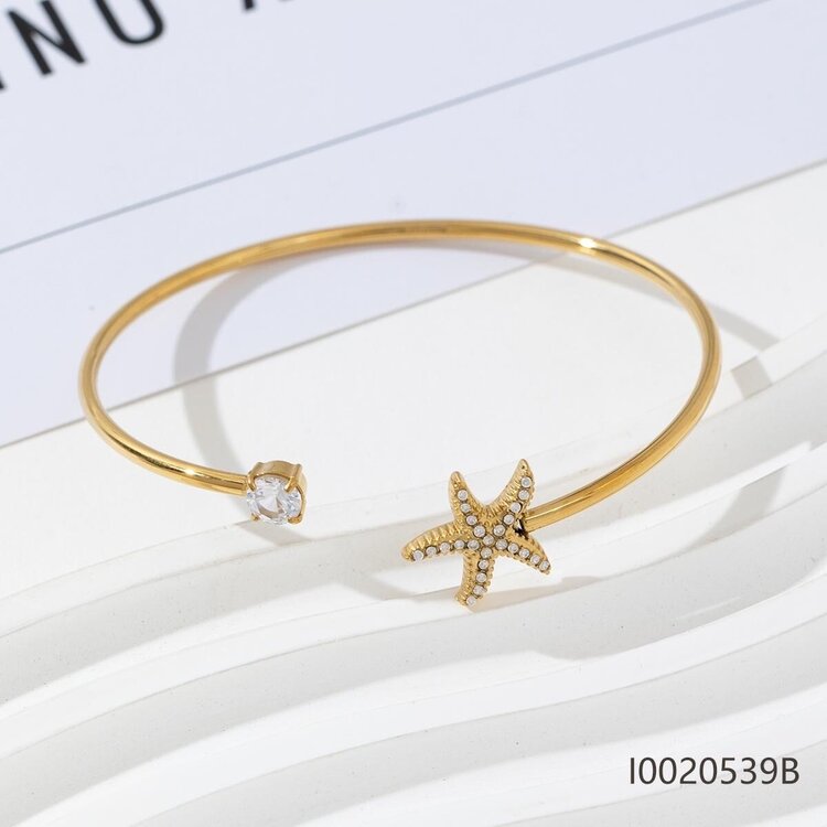 Zircon Sea Star Bangle Bracelet