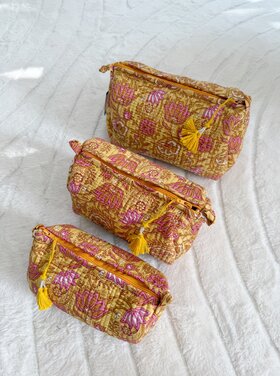 Bali Flower Pouch / Yellow & Pink