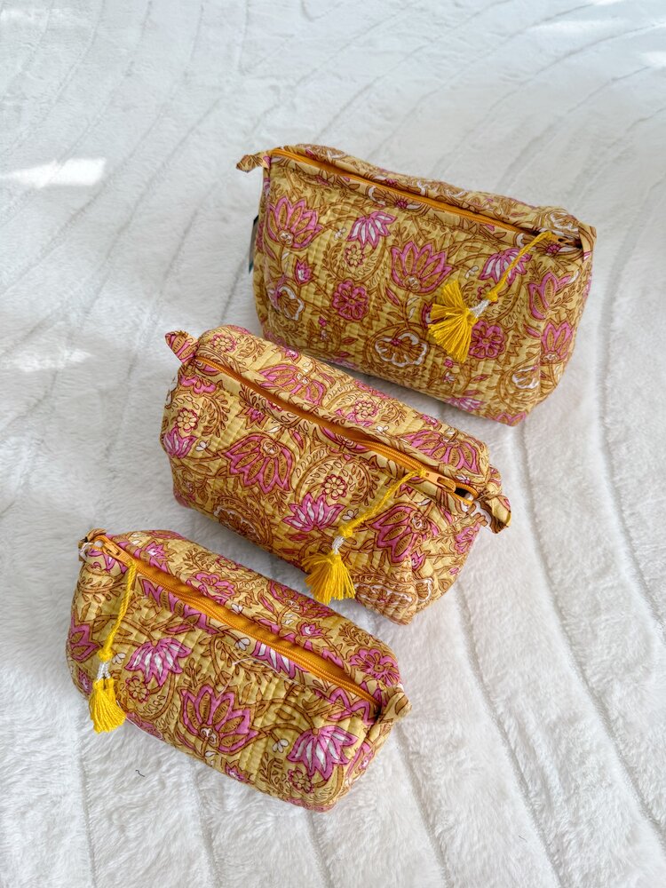 Bali Flower Pouch / Yellow & Pink