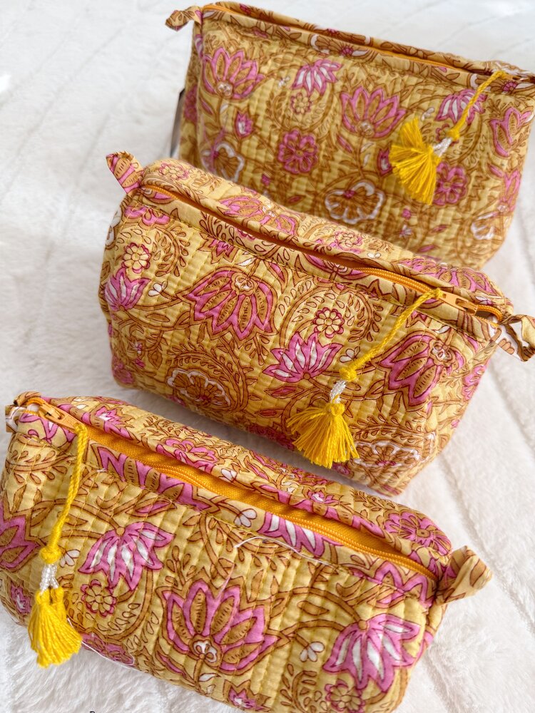 Bali Flower Pouch / Yellow & Pink