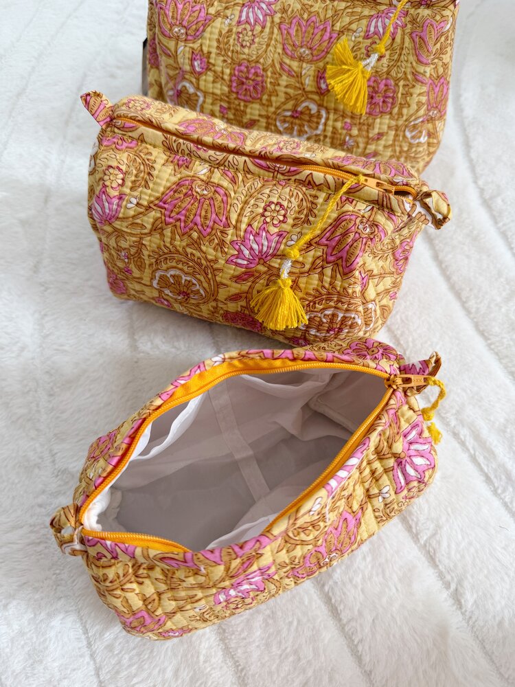 Bali Flower Pouch / Yellow & Pink
