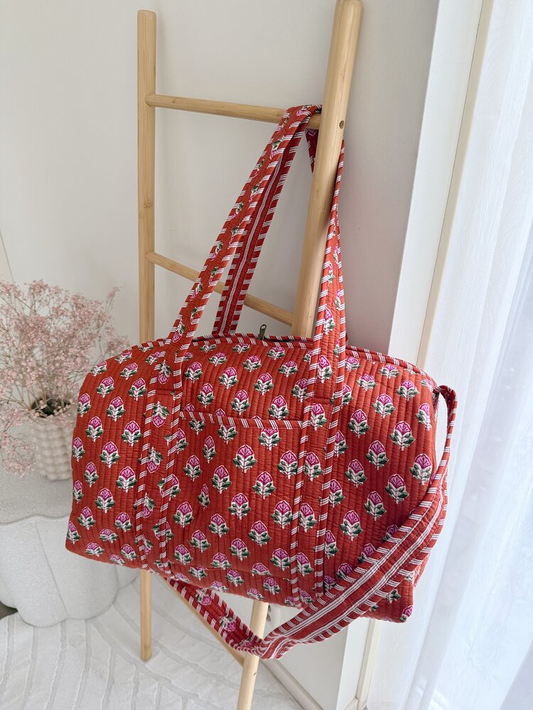 Yasmina Flower Travel Bag / Terracotta