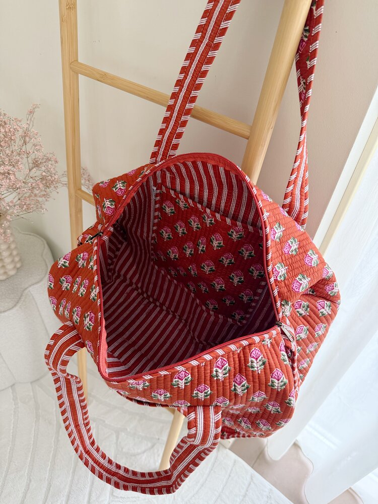 Yasmina Flower Travel Bag / Terracotta