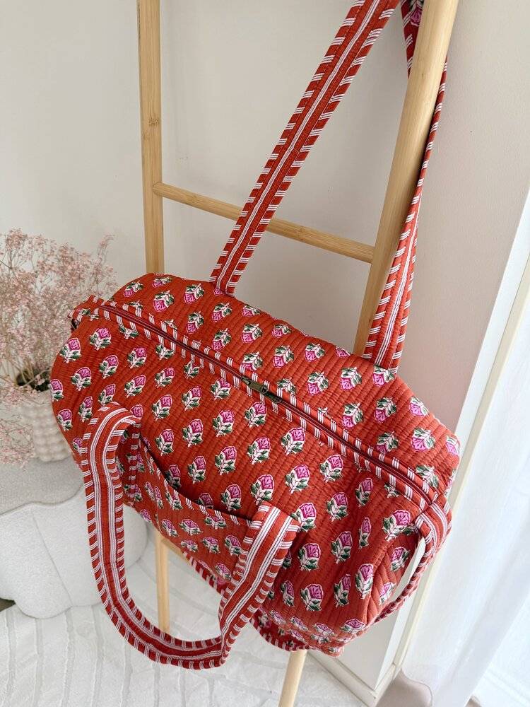 Yasmina Flower Travel Bag / Terracotta