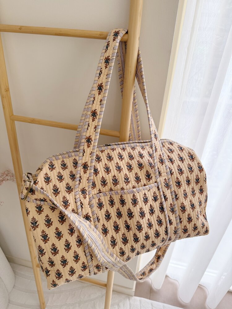 Yasmina Flower Travel Bag / Beige