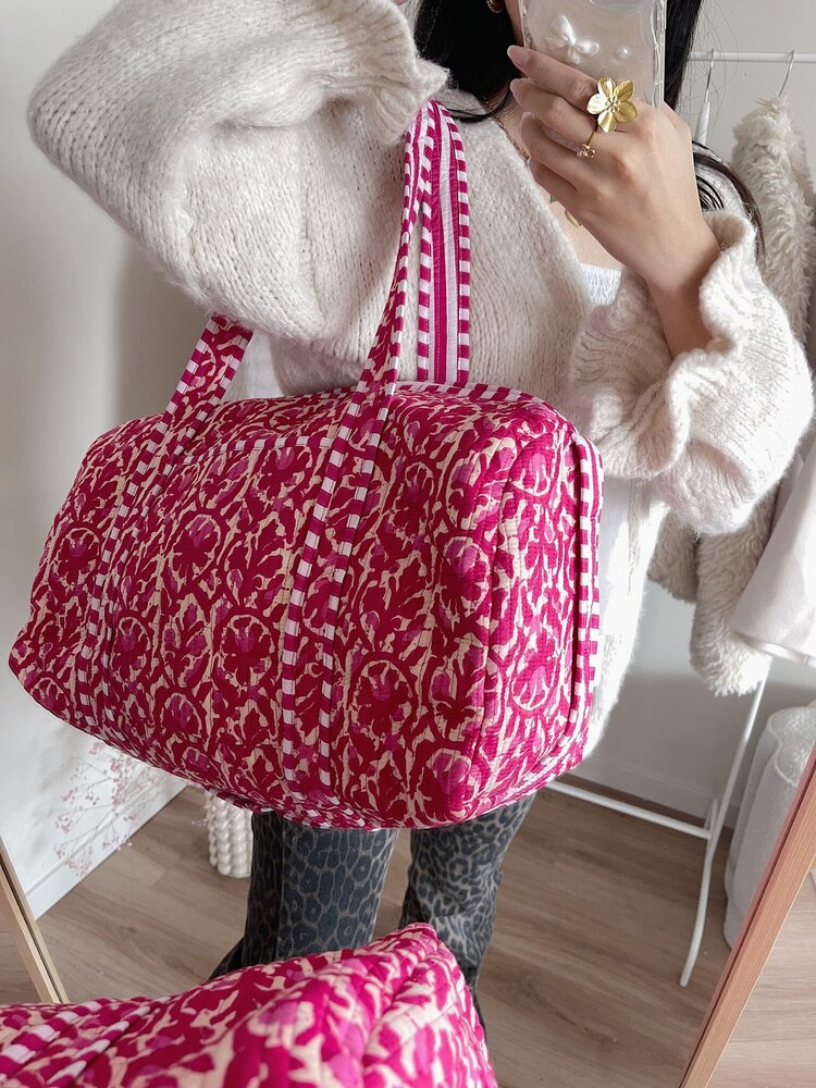 Yasmina Stripe Lobster Travel Bag / Light Pink
