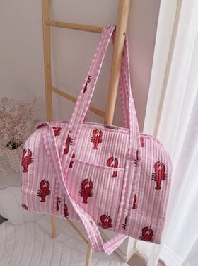 Yasmina Stripe Lobster Travel Bag / Light Pink