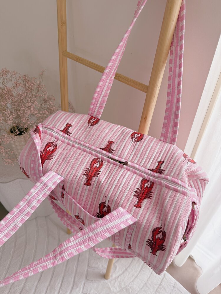 Yasmina Stripe Lobster Travel Bag / Light Pink