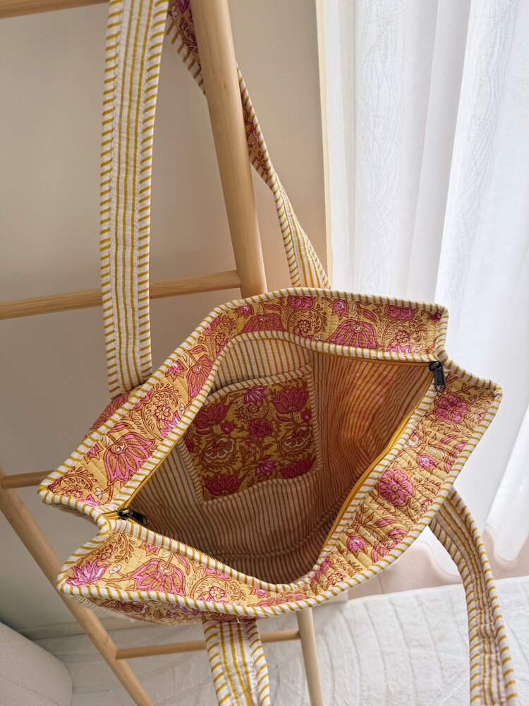 Macie Flower Shopper Bag / Yellow