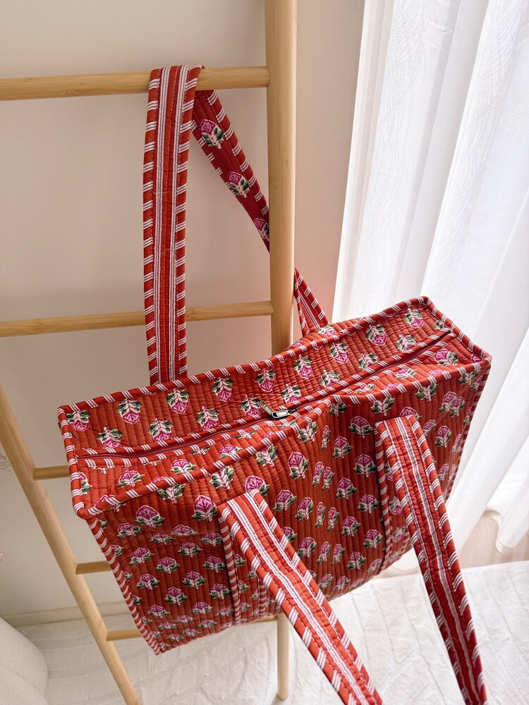 Macie Flower Shopper Bag / Terracotta