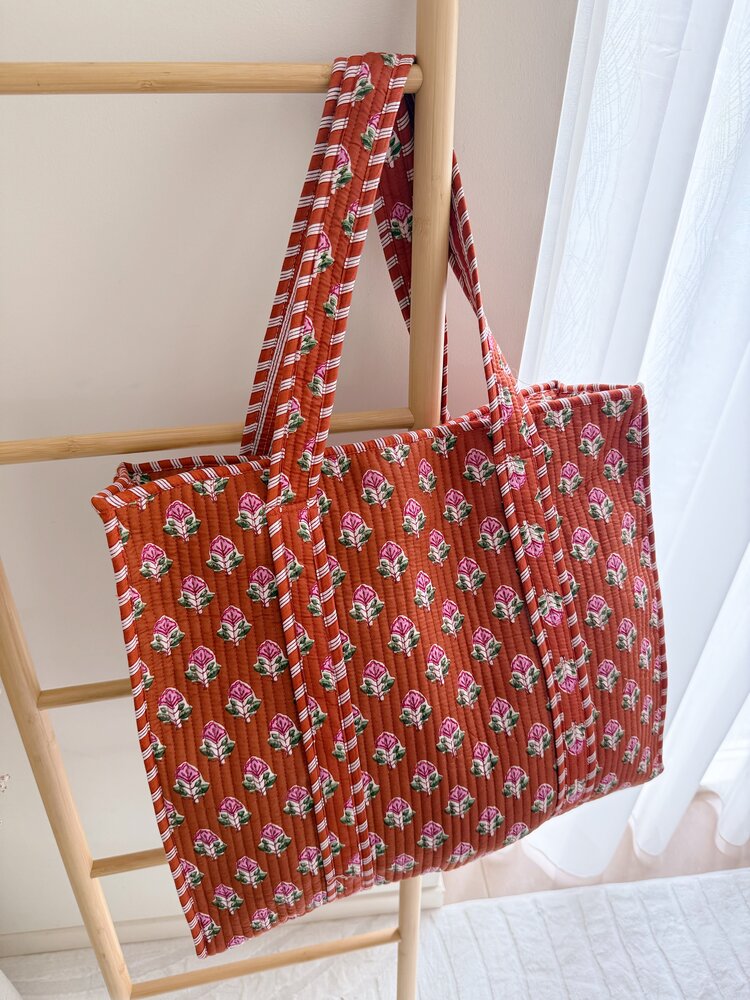 Macie Flower Shopper Bag / Terracotta