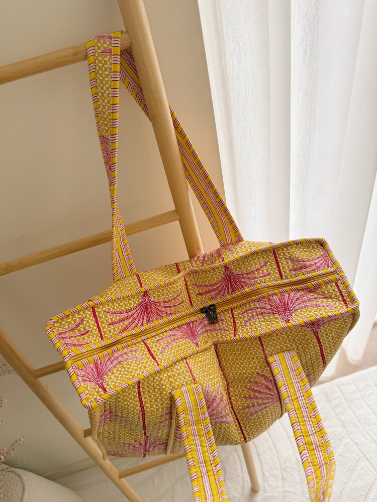 Macie Palm Tree Shopper Bag / Yellow