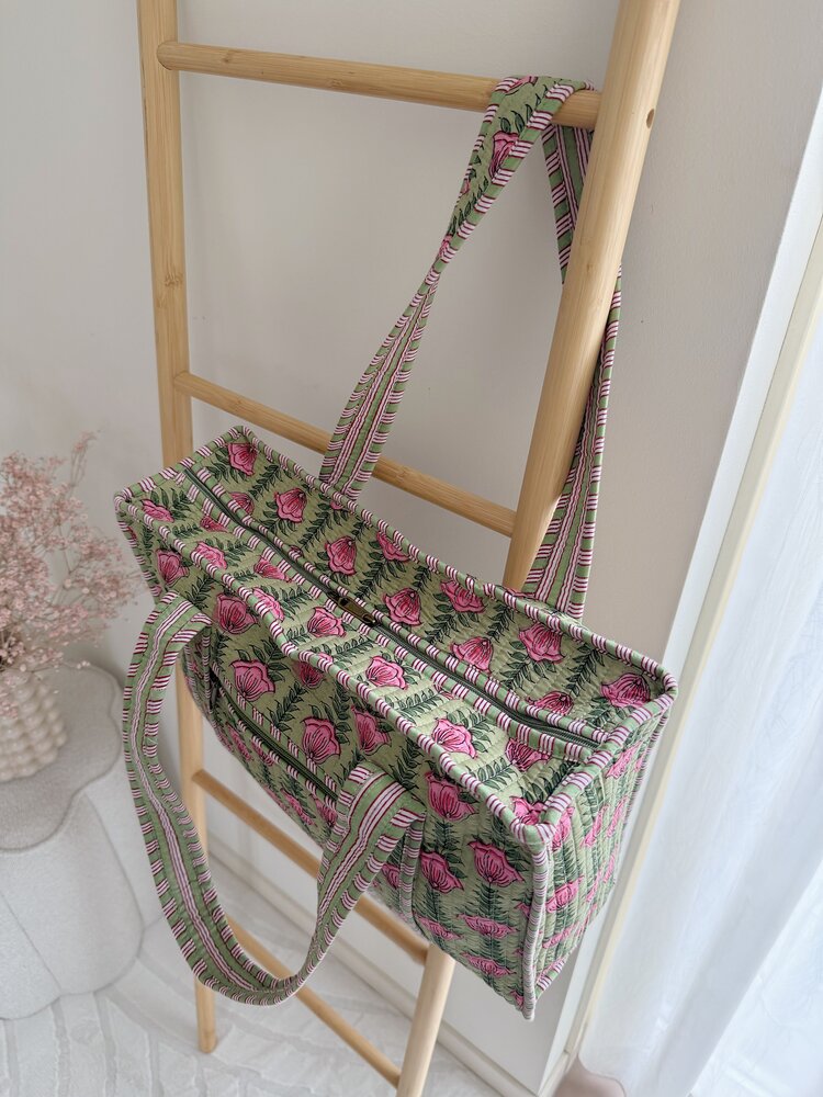 Phleur Flower Shopper Bag / Green