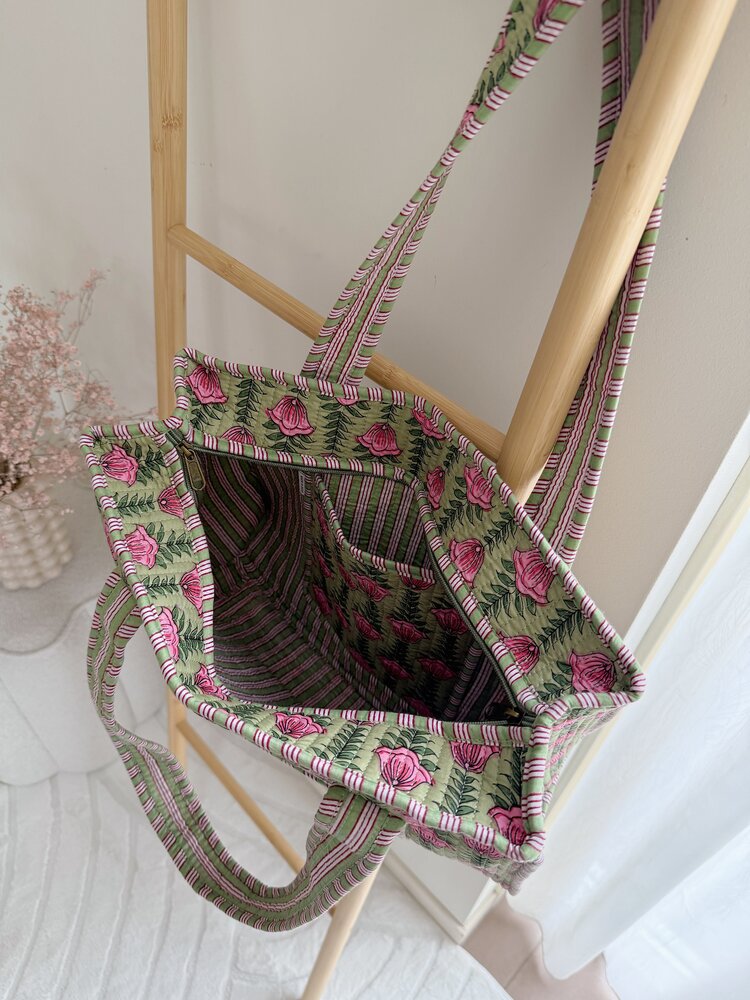 Phleur Flower Shopper Bag / Green