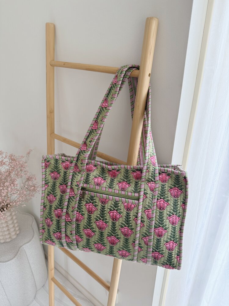 Phleur Flower Shopper Bag / Green