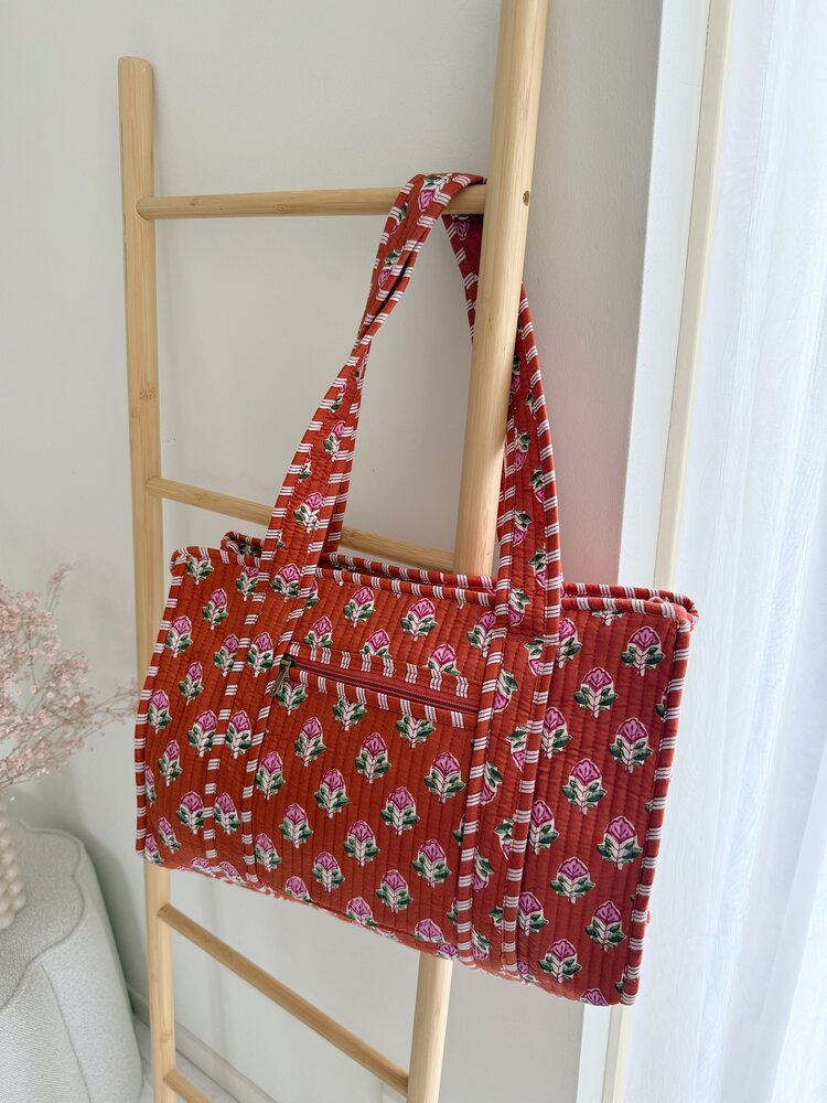 Phleur Flower Shopper Bag / Terracotta