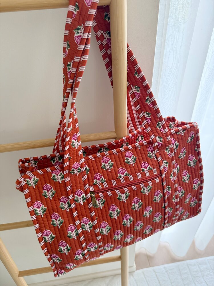 Phleur Flower Shopper Bag / Terracotta