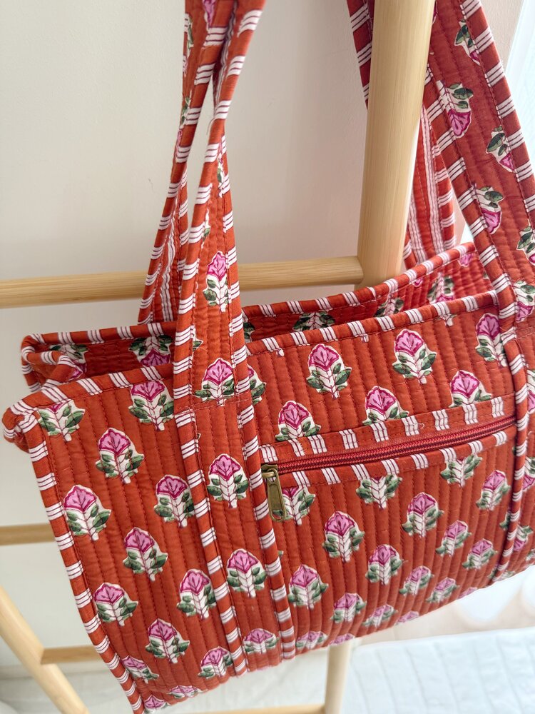 Phleur Flower Shopper Bag / Terracotta