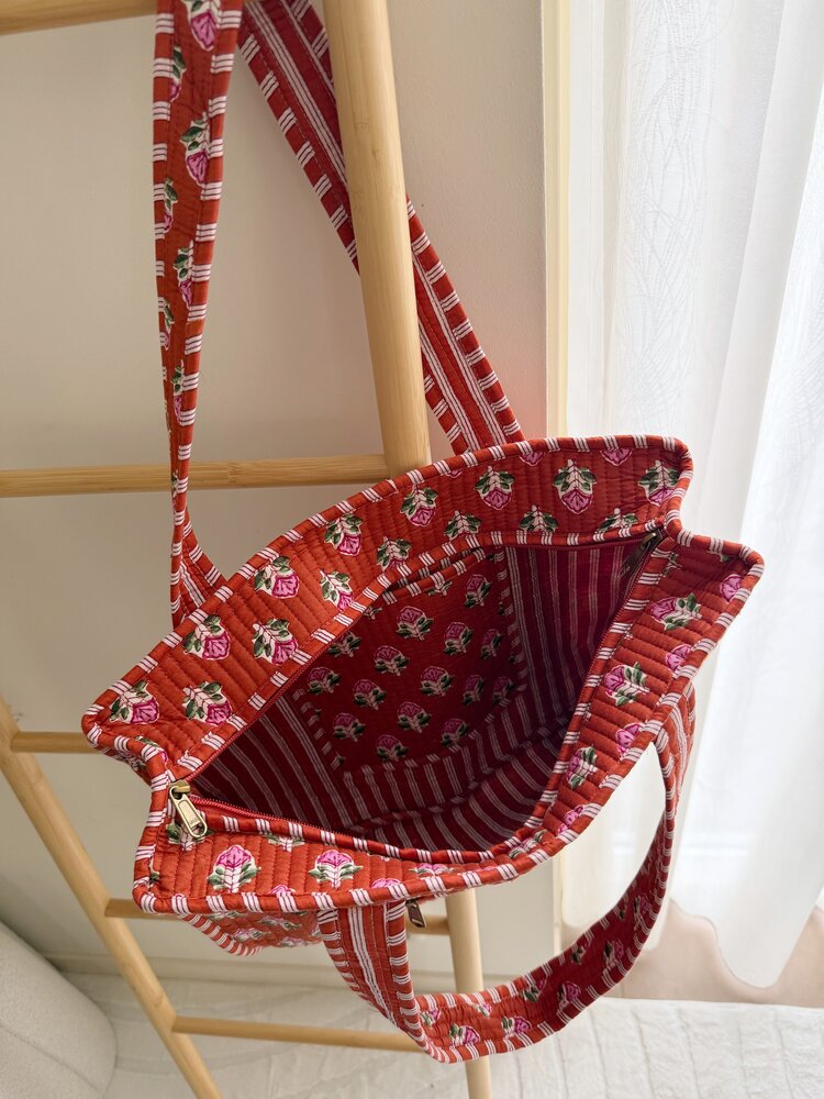 Phleur Flower Shopper Bag / Terracotta