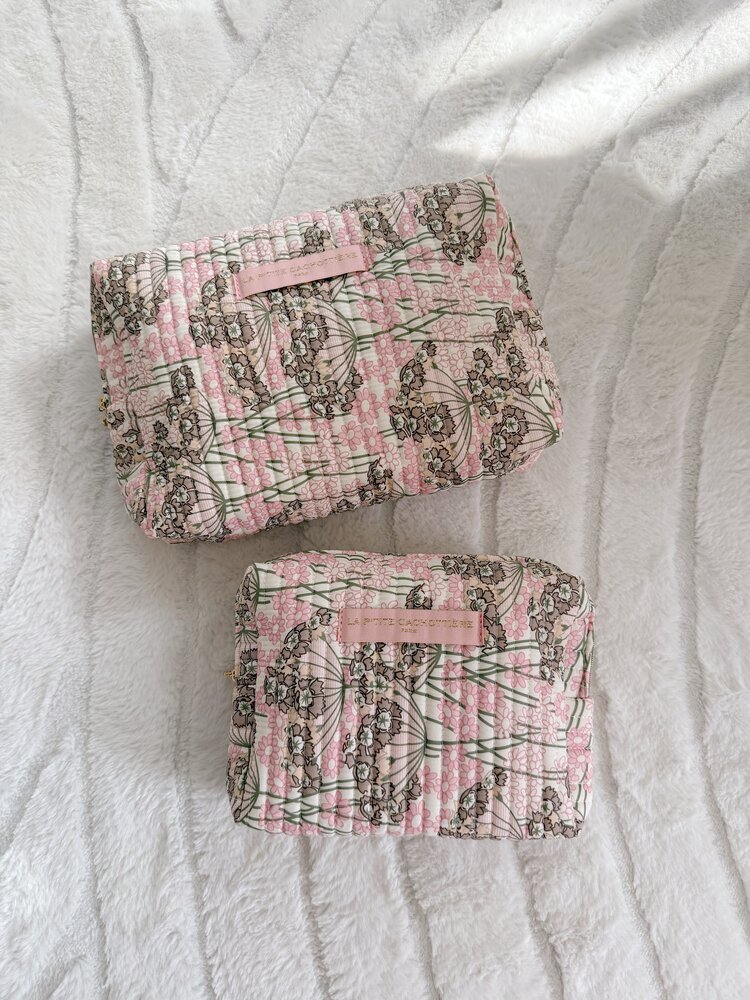 Marly Flower Toiletry Bag / Light Pink & Taupe
