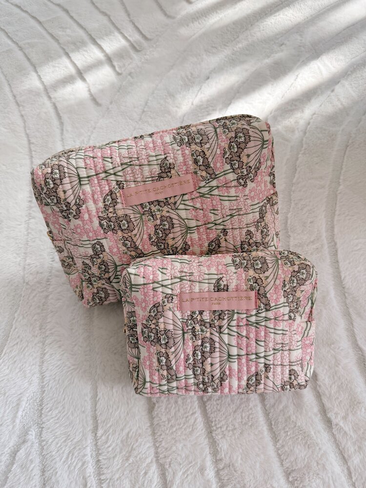 Marly Flower Toiletry Bag / Light Pink & Taupe