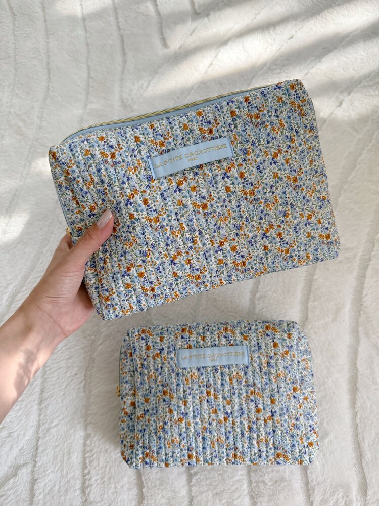 Marly Flower Toiletry Bag / Light Blue (Large)