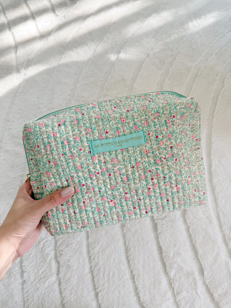 Marly Flower Toiletry Bag / Light Green (Large)