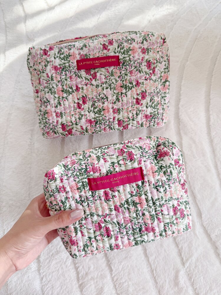 Marly Flower Toiletry Bag / Rose Pink & Green