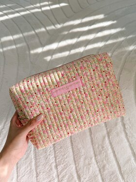 Marly Flower Toiletry Bag / Light Pink & Green (Large)