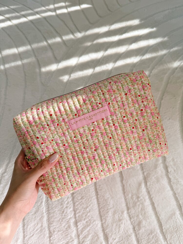 Marly Flower Toiletry Bag / Light Pink & Green (Large)