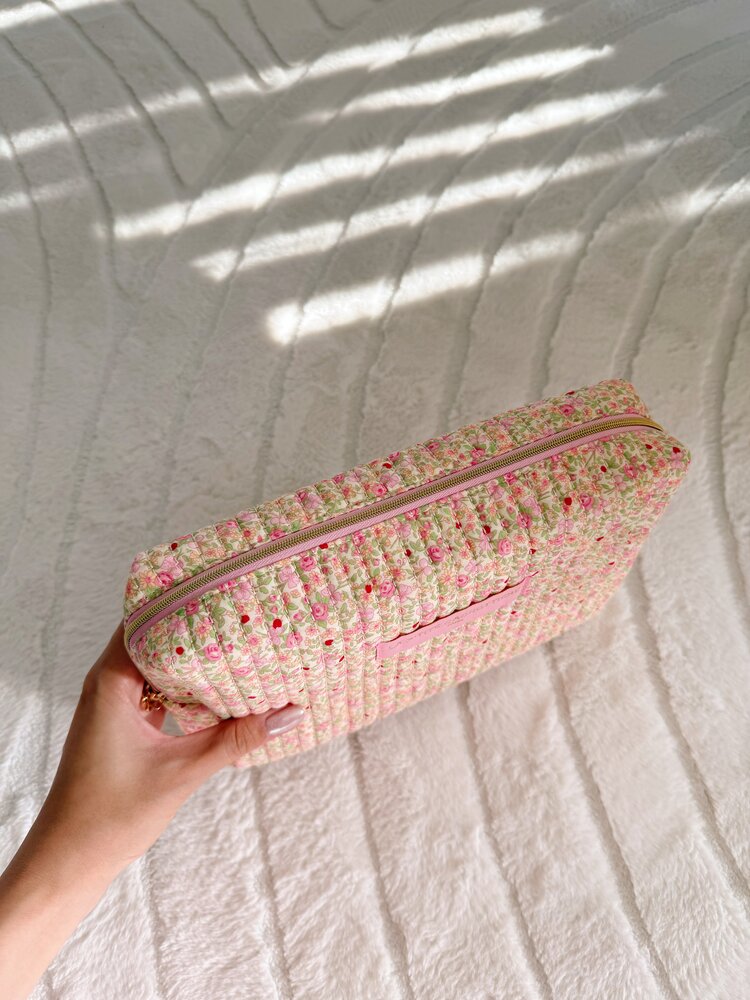 Marly Flower Toiletry Bag / Light Pink & Green (Large)